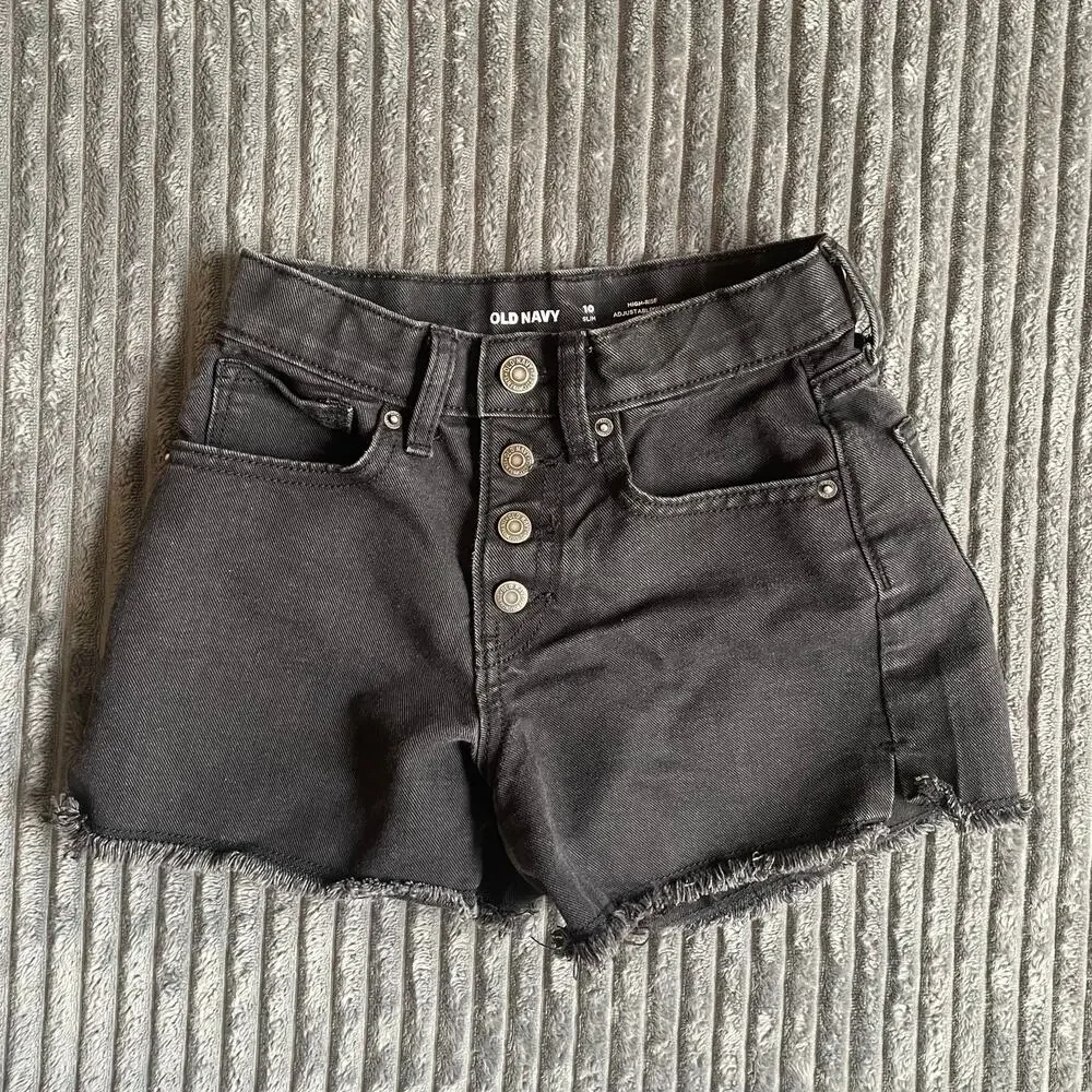 Old Navy Girls 10 Slim High Rise Adjustable Waist Denim Shorts Blue/Black Bundle